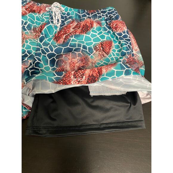 2 in 1 Men's Print Swim Trunks with Compression Liner 5" -Size L-NEW - Picture 3 of 3